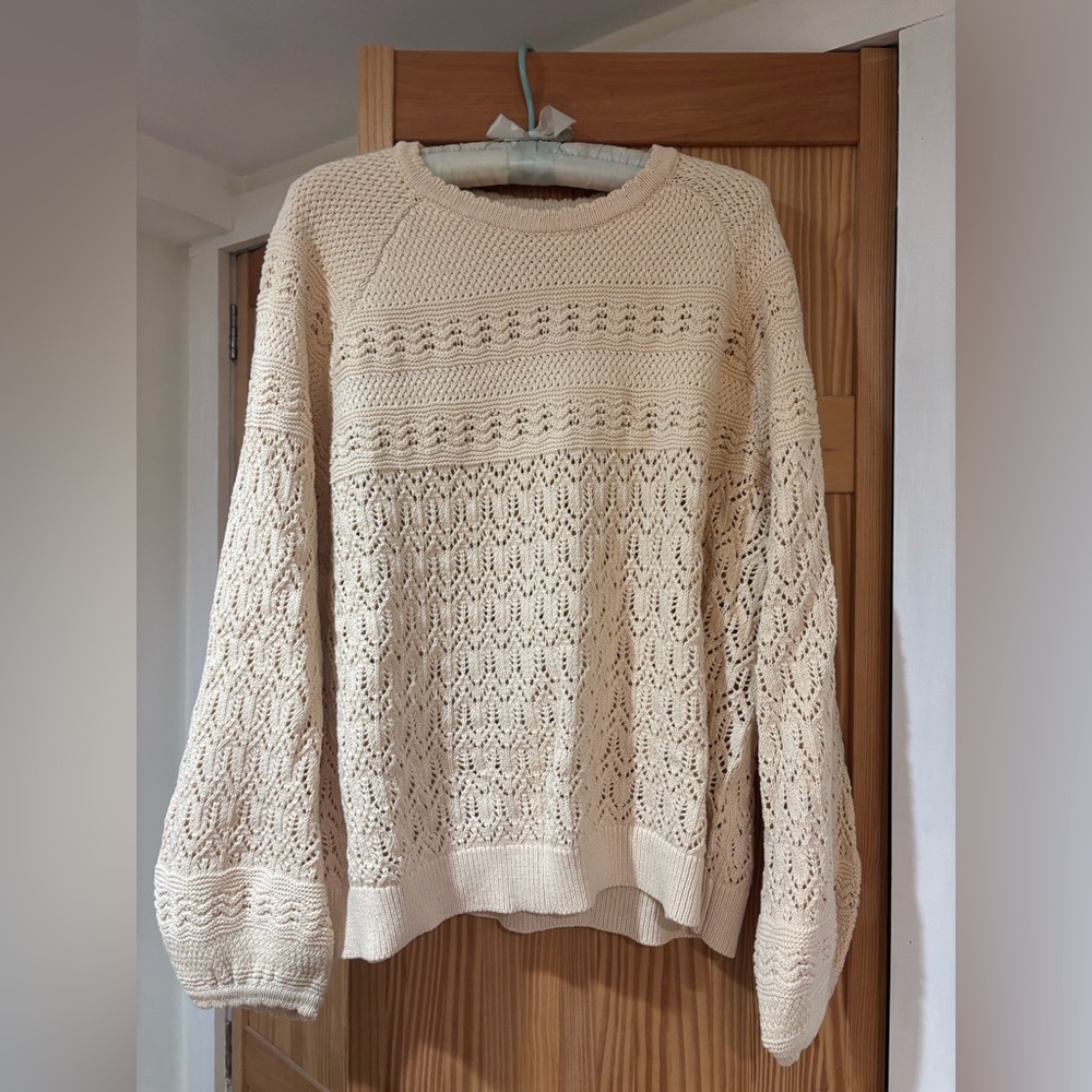 Boden Cream Knit Openwork Sweater